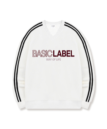 BASIC LABEL（ベーシックラベル）の「Red Line Oversized Track V-Neck Sweatshirt 5 Color [BLBV_2002]（スウェット）」