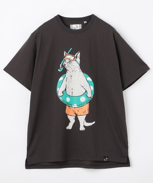go slow caravan(ゴースローキャラバン)の「go slow caravan/ゴースローキャラバン UVケア 吸水速乾 海猫TEE クルーネックTシャツ【限定展開】(Tシャツ/カットソー・メンズ・チャコールグレー/オフホワイト・4/3/2/5)」の2枚目の写真