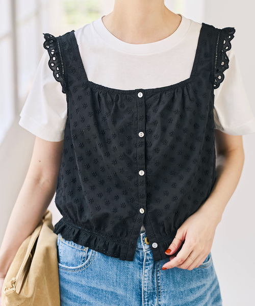 Spick & Span(スピックアンドスパン)の「Higuchi*S フラワー刺繍タンクブラウス(シャツ/ブラウス・レディース・ブラック/ホワイト・FREE)」の17枚目の写真