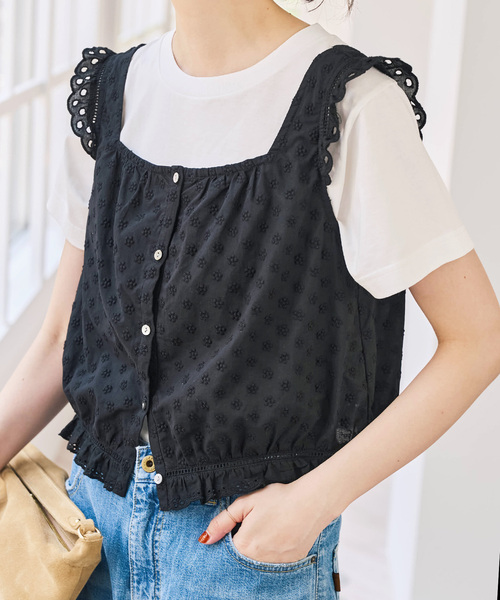 Spick & Span(スピックアンドスパン)の「Higuchi*S フラワー刺繍タンクブラウス(シャツ/ブラウス・レディース・ブラック/ホワイト・FREE)」の18枚目の写真