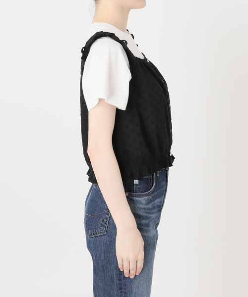 Spick & Span(スピックアンドスパン)の「Higuchi*S フラワー刺繍タンクブラウス(シャツ/ブラウス・レディース・ブラック/ホワイト・FREE)」の4枚目の写真