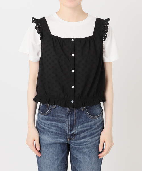 Spick & Span(スピックアンドスパン)の「Higuchi*S フラワー刺繍タンクブラウス(シャツ/ブラウス・レディース・ブラック/ホワイト・FREE)」の7枚目の写真