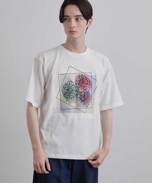 tk.TAKEO KIKUCHI（ティーケータケオキクチ）の「フラワープリントTシャツ（Tシャツ/カットソー・メンズ・ホワイト/ライトグレー/ブラック・04/03/02）」の4枚目の写真