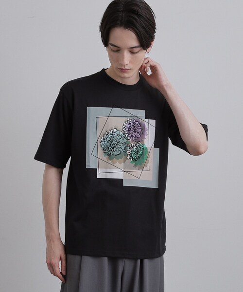 tk.TAKEO KIKUCHI（ティーケータケオキクチ）の「フラワープリントTシャツ（Tシャツ/カットソー・メンズ・ホワイト/ライトグレー/ブラック・04/03/02）」の9枚目の写真