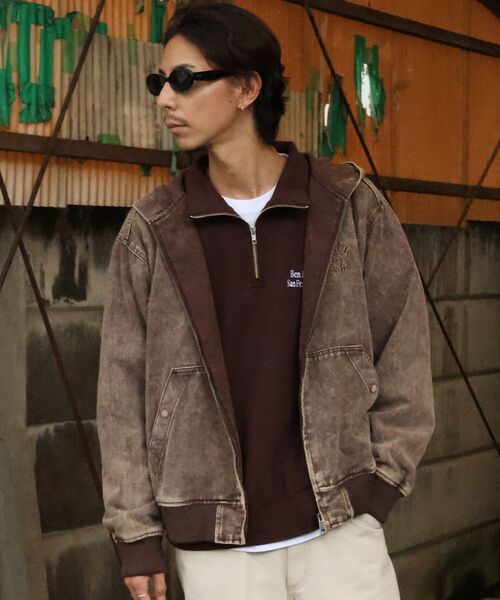 BEN DAVIS(ベンデイビス)の「【BEN DAVIS(ベンデイビス)】BD SWEAT HALF ZIP / スウェット ハーフジップ ワンポイント刺繍 裏起毛 サイドポケット ユニセックス(Tシャツ/カットソー・メンズ・ブラック/スカイブルー/グレー/ブラウン・MEDIUM/X-LARGE/LARGE)」の5枚目の写真