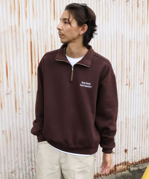 BEN DAVIS(ベンデイビス)の「【BEN DAVIS(ベンデイビス)】BD SWEAT HALF ZIP / スウェット ハーフジップ ワンポイント刺繍 裏起毛 サイドポケット ユニセックス(Tシャツ/カットソー・メンズ・ブラック/スカイブルー/グレー/ブラウン・MEDIUM/X-LARGE/LARGE)」の8枚目の写真