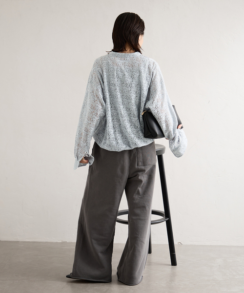 JOURNAL STANDARD(ジャーナルスタンダード)の「《新色あり/WEB限定追加》スタンドカラーレースロングスリーブブラウス(シャツ/ブラウス・レディース・ネイビー/グレー/ブラウン・FREE)」の19枚目の写真