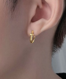 B.I.D.（ビーアイディー）の「《Bz》【456873】メンズクロス英字フープピアス/ペア(RZ)（ピアス（両耳用））」