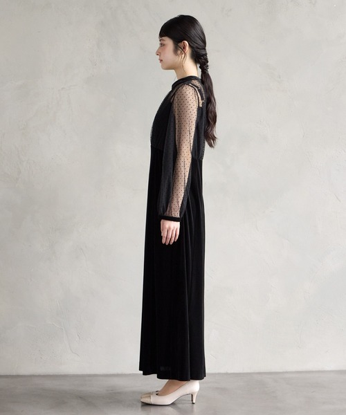 AIMER(エメ)の「【WEB限定】フロッキードットチュール×ベロアロングスリーブパーティードレス 結婚式 お呼ばれ ドレス 20代 30代 40代(ドレス・レディース・ブラウン/グレー/ブラック・SMALL/MEDIUM/LARGE)」の18枚目の写真