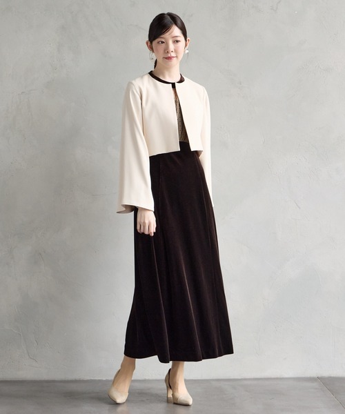 AIMER(エメ)の「【WEB限定】フロッキードットチュール×ベロアロングスリーブパーティードレス 結婚式 お呼ばれ ドレス 20代 30代 40代(ドレス・レディース・ブラウン/グレー/ブラック・SMALL/MEDIUM/LARGE)」の13枚目の写真
