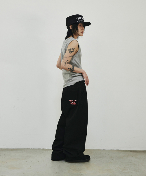 SCALLYWAG（スカリーワグ）の「[リュジョンラン × スケリーワック] プルアップストレートコットンパンツ[ブラック]（その他パンツ・レディース・その他・LARGE/MEDIUM/SMALL/X-LARGE）」の9枚目の写真