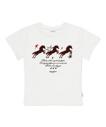 トリオドットホースプリントスリムフィット半袖Tシャツアイボリー