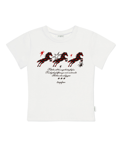 ESCAPEFROM（エスケープフロム）の「トリオドットホースプリントスリムフィット半袖Tシャツアイボリー（Tシャツ/カットソー・レディース・その他・LARGE/MEDIUM）」の2枚目の写真