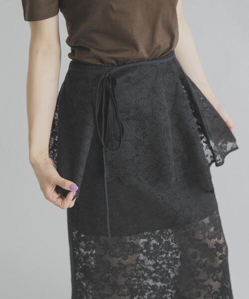 THE GOODLAND MARKET(ザグッドランドマーケット)の「cwtch ORGANICCOTTON LACE APRON(スカート・レディース・ブラック/ホワイト・FREE)」の1枚目の写真
