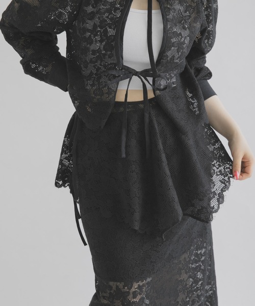 THE GOODLAND MARKET(ザグッドランドマーケット)の「cwtch ORGANICCOTTON LACE APRON(スカート・レディース・ブラック/ホワイト・FREE)」の1枚目の写真