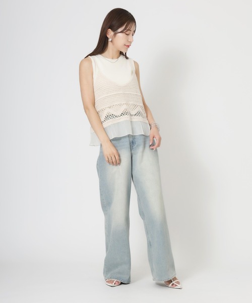 Riberry（リベリー）の「クロシェシアーフリルビスチェ（キャミソール・レディース・ブラック/キナリ・MEDIUM）」の16枚目の写真