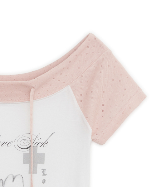 HUG YOUR SKIN(ハグユアスキン)の「ラブシックドローイングオフショルダーティー(ピンク)(Tシャツ/カットソー・レディース・その他・FREE)」の4枚目の写真