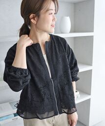 《WEB限定》シアーレイヤードレースブルゾン