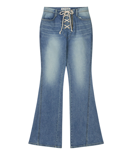 CENTAUR.KR(セントール)の「LACE-UP BOOTS CUT DENIM PANTS_BLUE(デニムパンツ・レディース・その他・SMALL/MEDIUM)」の5枚目の写真
