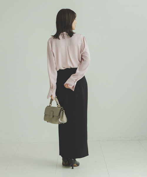Noble(ノーブル)の「《WEB&日本橋店限定追加》ロイヤルサテンボウタイブラウス(シャツ/ブラウス・レディース・アイボリー/ピンク系その他・FREE)」の8枚目の写真