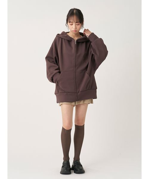 SNIDEL(スナイデル)の「【WEB限定カラーあり】エンブレムロゴボリュームパーカー(パーカー・レディース・ライトグレー/ホワイト/ブラウン/ピンク・F)」の1枚目の写真