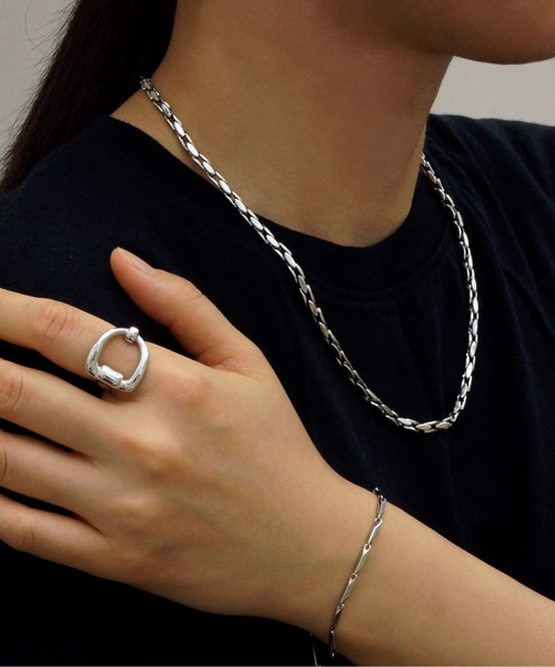 ieLS(イエルズ)の「金属アレルギー対応「ieLS」ステンレス マーキス&スクエアチェーンネックレス(ネックレス・メンズ・シルバー・ONE SIZE)」の7枚目の写真