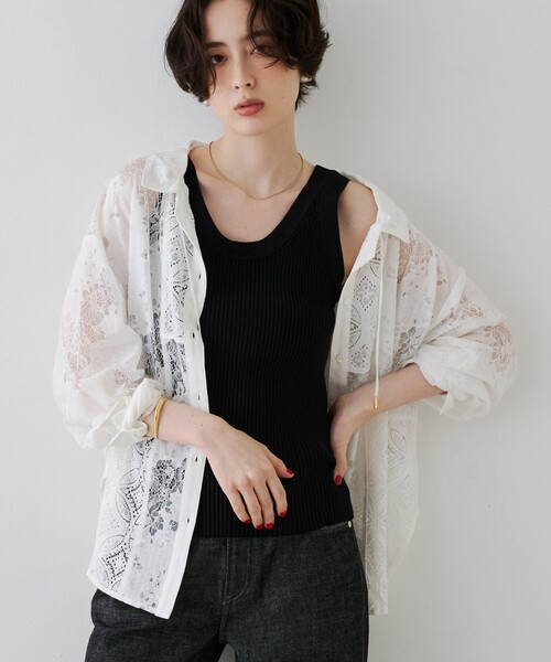 Rouge vif(ルージュヴィフ)の「アイスバーグレースブラウス(シャツ/ブラウス・レディース・オフホワイト/ブラック・フリー)」の1枚目の写真