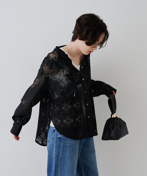 Rouge vif(ルージュヴィフ)の「アイスバーグレースブラウス(シャツ/ブラウス・レディース・オフホワイト/ブラック・フリー)」の5枚目の写真