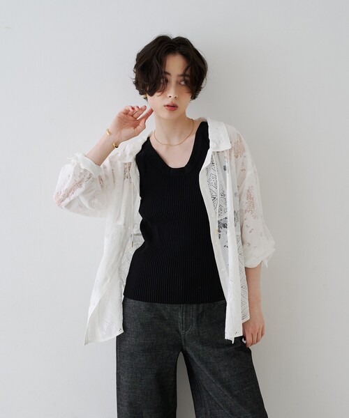 Rouge vif(ルージュヴィフ)の「アイスバーグレースブラウス(シャツ/ブラウス・レディース・オフホワイト/ブラック・フリー)」の9枚目の写真