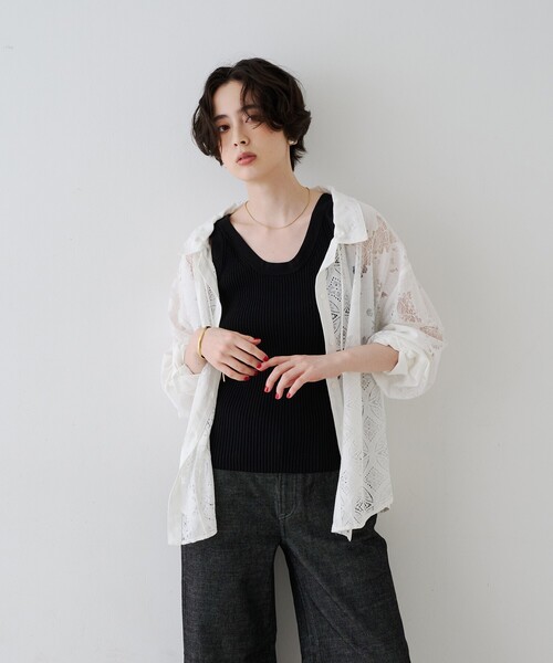 Rouge vif(ルージュヴィフ)の「アイスバーグレースブラウス(シャツ/ブラウス・レディース・オフホワイト/ブラック・フリー)」の11枚目の写真