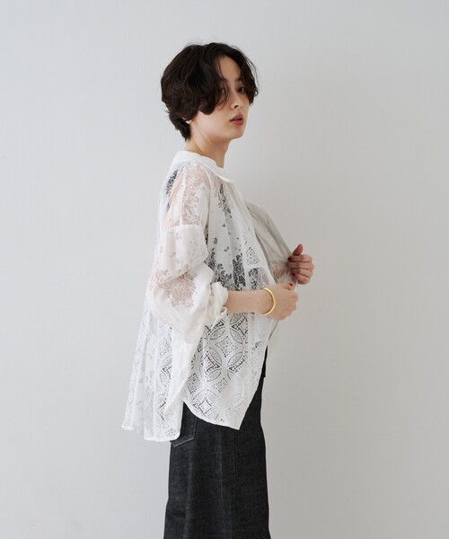 Rouge vif(ルージュヴィフ)の「アイスバーグレースブラウス(シャツ/ブラウス・レディース・オフホワイト/ブラック・フリー)」の15枚目の写真
