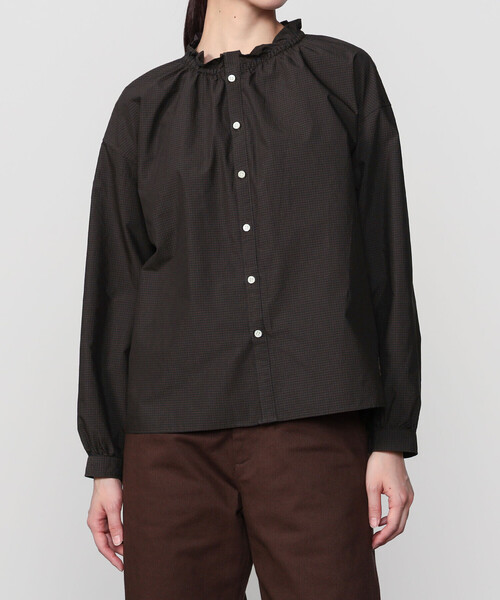 ORCIVAL(オーシバル)の「ORCIVAL | コットンポリエステル ギャザーシャツ CHECK WOMEN(シャツ/ブラウス・レディース・ブラウン系その他/グレー系その他・1)」の14枚目の写真
