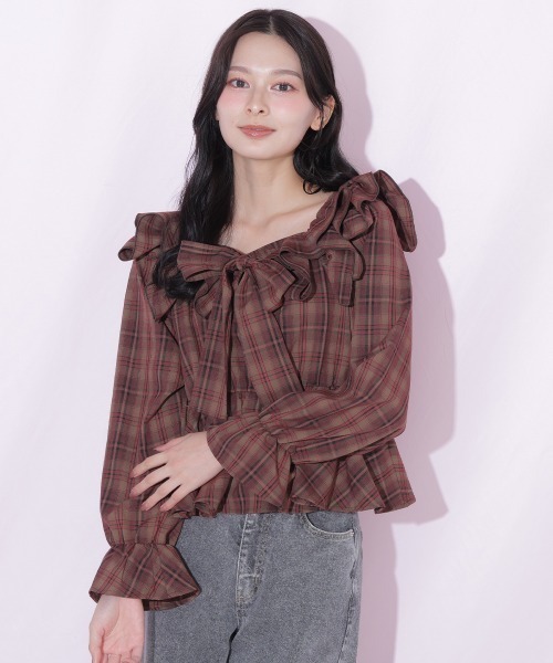 JILL by JILL STUART(ジルバイジルスチュアート)の「イレギュラーフリルブラウス(シャツ/ブラウス・レディース・ブラック系その他/ブラウン系その他・FREE)」の12枚目の写真