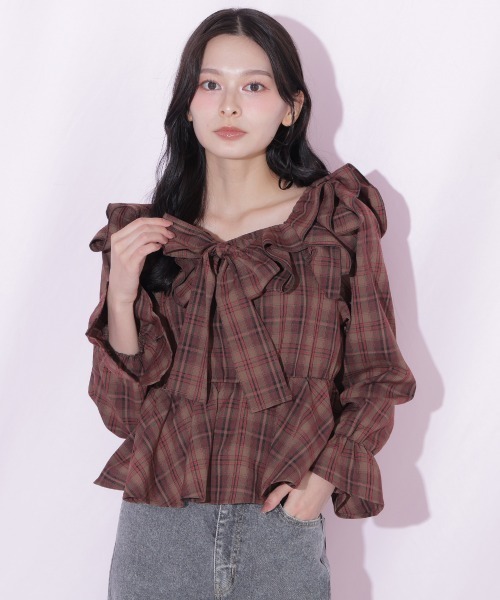 JILL by JILL STUART(ジルバイジルスチュアート)の「イレギュラーフリルブラウス(シャツ/ブラウス・レディース・ブラック系その他/ブラウン系その他・FREE)」の13枚目の写真