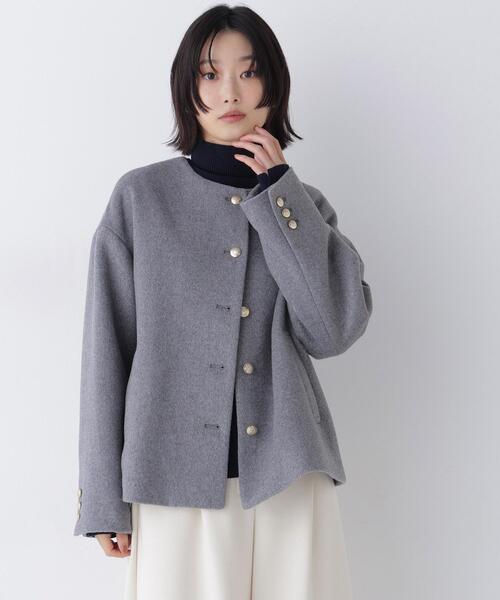 NATURAL BEAUTY BASIC(ナチュラルビューティーベーシック)の「<ちょうど、いい服>“いつもの”が見違えるハーフコート<EC限定カラー:ブラウン>(その他アウター・レディース・ブラウン/ピンク/グレー/ネイビー/キャメル・MEDIUM/SMALL/LARGE)」の8枚目の写真