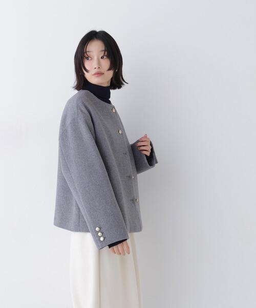 NATURAL BEAUTY BASIC(ナチュラルビューティーベーシック)の「<ちょうど、いい服>“いつもの”が見違えるハーフコート<EC限定カラー:ブラウン>(その他アウター・レディース・ブラウン/ピンク/グレー/ネイビー/キャメル・MEDIUM/SMALL/LARGE)」の12枚目の写真