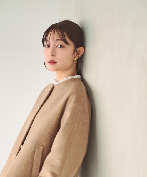 NATURAL BEAUTY BASIC(ナチュラルビューティーベーシック)の「<ちょうど、いい服>“いつもの”が見違えるハーフコート<EC限定カラー:ブラウン>(その他アウター・レディース・ブラウン/ピンク/グレー/ネイビー/キャメル・MEDIUM/SMALL/LARGE)」の18枚目の写真