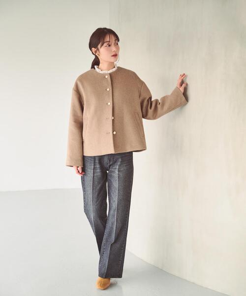 NATURAL BEAUTY BASIC(ナチュラルビューティーベーシック)の「<ちょうど、いい服>“いつもの”が見違えるハーフコート<EC限定カラー:ブラウン>(その他アウター・レディース・ブラウン/ピンク/グレー/ネイビー/キャメル・MEDIUM/SMALL/LARGE)」の19枚目の写真
