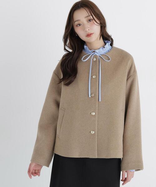 NATURAL BEAUTY BASIC(ナチュラルビューティーベーシック)の「<ちょうど、いい服>“いつもの”が見違えるハーフコート<EC限定カラー:ブラウン>(その他アウター・レディース・ブラウン/ピンク/グレー/ネイビー/キャメル・MEDIUM/SMALL/LARGE)」の20枚目の写真