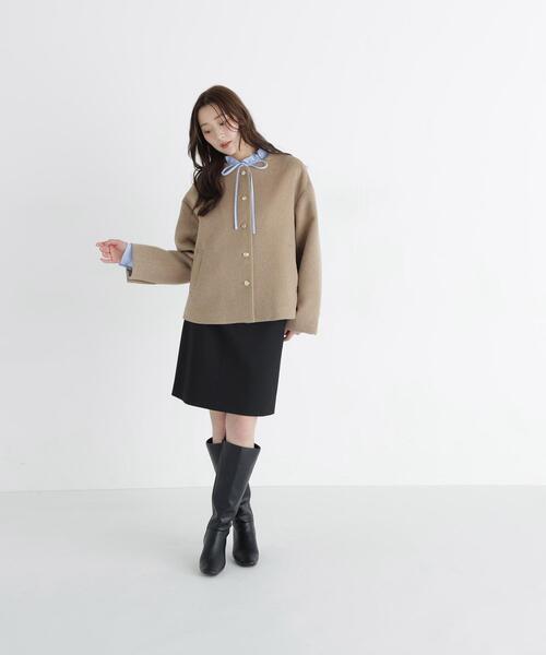 NATURAL BEAUTY BASIC(ナチュラルビューティーベーシック)の「<ちょうど、いい服>“いつもの”が見違えるハーフコート<EC限定カラー:ブラウン>(その他アウター・レディース・ブラウン/ピンク/グレー/ネイビー/キャメル・MEDIUM/SMALL/LARGE)」の21枚目の写真