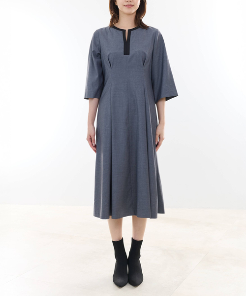 NARACAMICIE（ナラカミーチェ）の「【NARACAMICIE】無地配色七分袖ワンピース（ワンピース・レディース・ネイビー・M）」の3枚目の写真