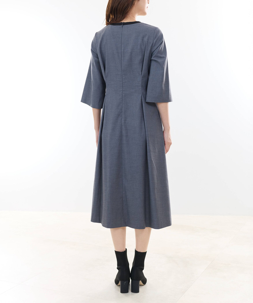 NARACAMICIE（ナラカミーチェ）の「【NARACAMICIE】無地配色七分袖ワンピース（ワンピース・レディース・ネイビー・M）」の5枚目の写真