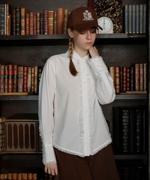 【mieya mieya】LACE TRIM SHIRTBLOUSE/レーストリムシャツブラウス