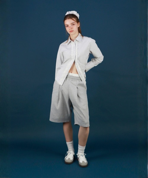mieya mieya(ミーヤミーヤ)の「【mieya mieya】LACE TRIM SHIRTBLOUSE/レーストリムシャツブラウス(シャツ/ブラウス・レディース・ストライプ/ホワイト・FREE)」の4枚目の写真