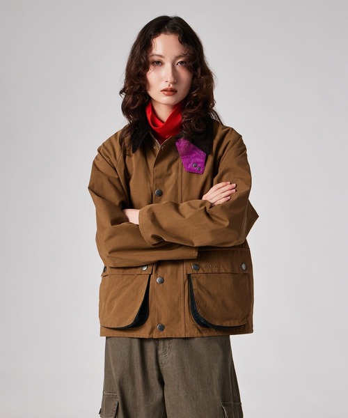 Paul Smith(ポールスミス)の「ウィメンズ "Paul Smith Loves Barbour" Bedale ピーチスキンジャケット / 265706 MCA1218(その他アウター・レディース・ブラック/ブラウン・XX-SMALL/X-SMALL)」の1枚目の写真
