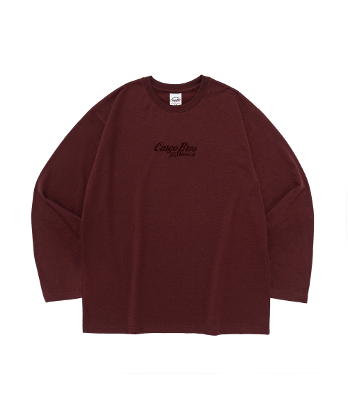 CARGOBROS FOR WOMAN(カーゴブロスフォーウィメン)の「ヴィンテージクラックロゴロングスリーブTシャツ(ワイン)(Tシャツ/カットソー・レディース・その他・SMALL/MEDIUM/LARGE/X-LARGE)」の1枚目の写真