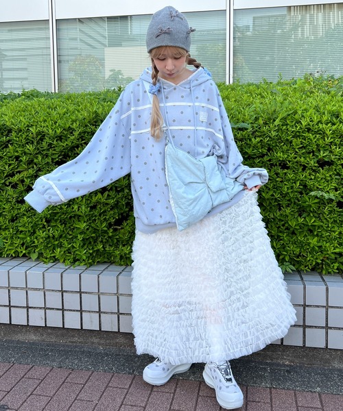 WC(ダブル シー)の「チュールフリルロングスカート(スカート・レディース・ブラック/ホワイト・FREE)」の22枚目の写真