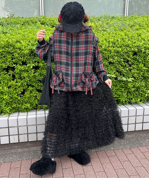 WC(ダブル シー)の「チュールフリルロングスカート(スカート・レディース・ブラック/ホワイト・FREE)」の11枚目の写真