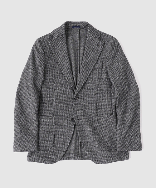 EDIFICE(エディフィス)の「BRERAS (ブレラス) Jersey Dobby Checked ジャケット(テーラードジャケット・メンズ・グレー/ダークブルー・50/48/46/44)」の1枚目の写真