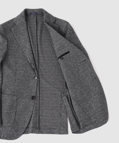 EDIFICE(エディフィス)の「BRERAS (ブレラス) Jersey Dobby Checked ジャケット(テーラードジャケット・メンズ・グレー/ダークブルー・50/48/46/44)」の6枚目の写真